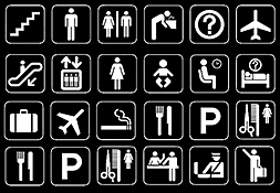 ISO 7001. Pictograms designed for the U.S. Department of Transportation, 1974. Design: Roger Cook and Don Shanosky.