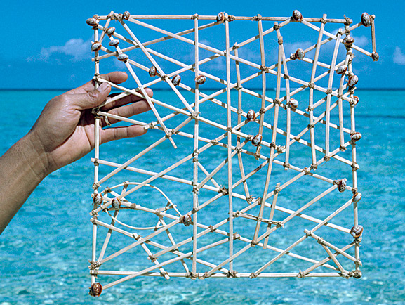 Micronesian Stick chart, Marshall Islands. Image: national Geographic Society, photograph by Walter Meayers Edwards.