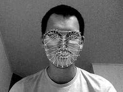 Wireframe still from ‘Scramble Suit’, Kyle McDonald, 2011.